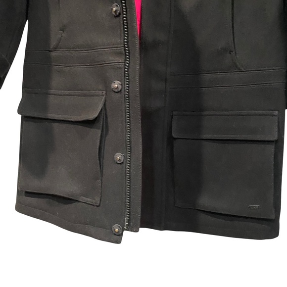Aritzia Tna Black Wool 3/4 Sleeve Hooded Lined Winter Coat Jacket XS - Picture 7 of 13